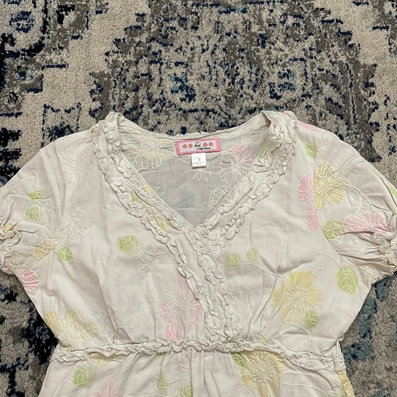 💰3 items for $25 🏷 Koi by Kathy Peterson White Katelyn Mock Wrap Top sz Small - Picture 3 of 9